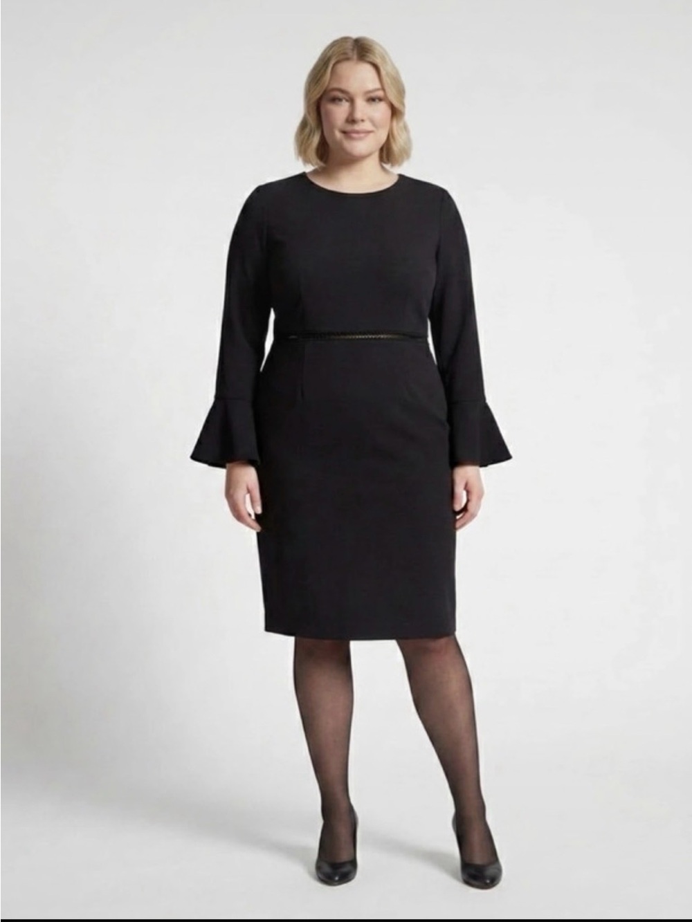 Lulu's Black Long-Sleeve Sheath Dress with Flared Cuffs